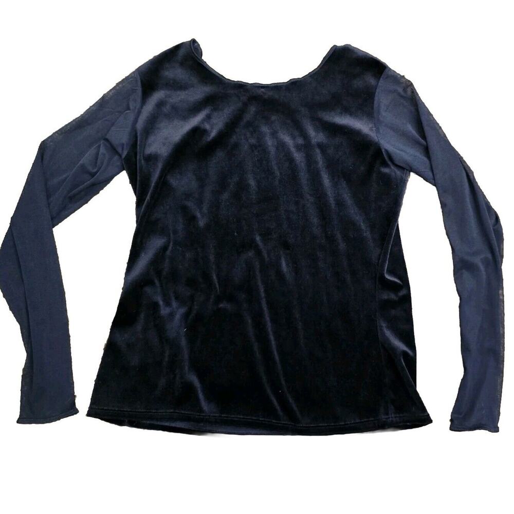 Natorious Y2K‎ Black Velour And Sheer Top Witchy Witchycore Rock Gothic Emo Punk